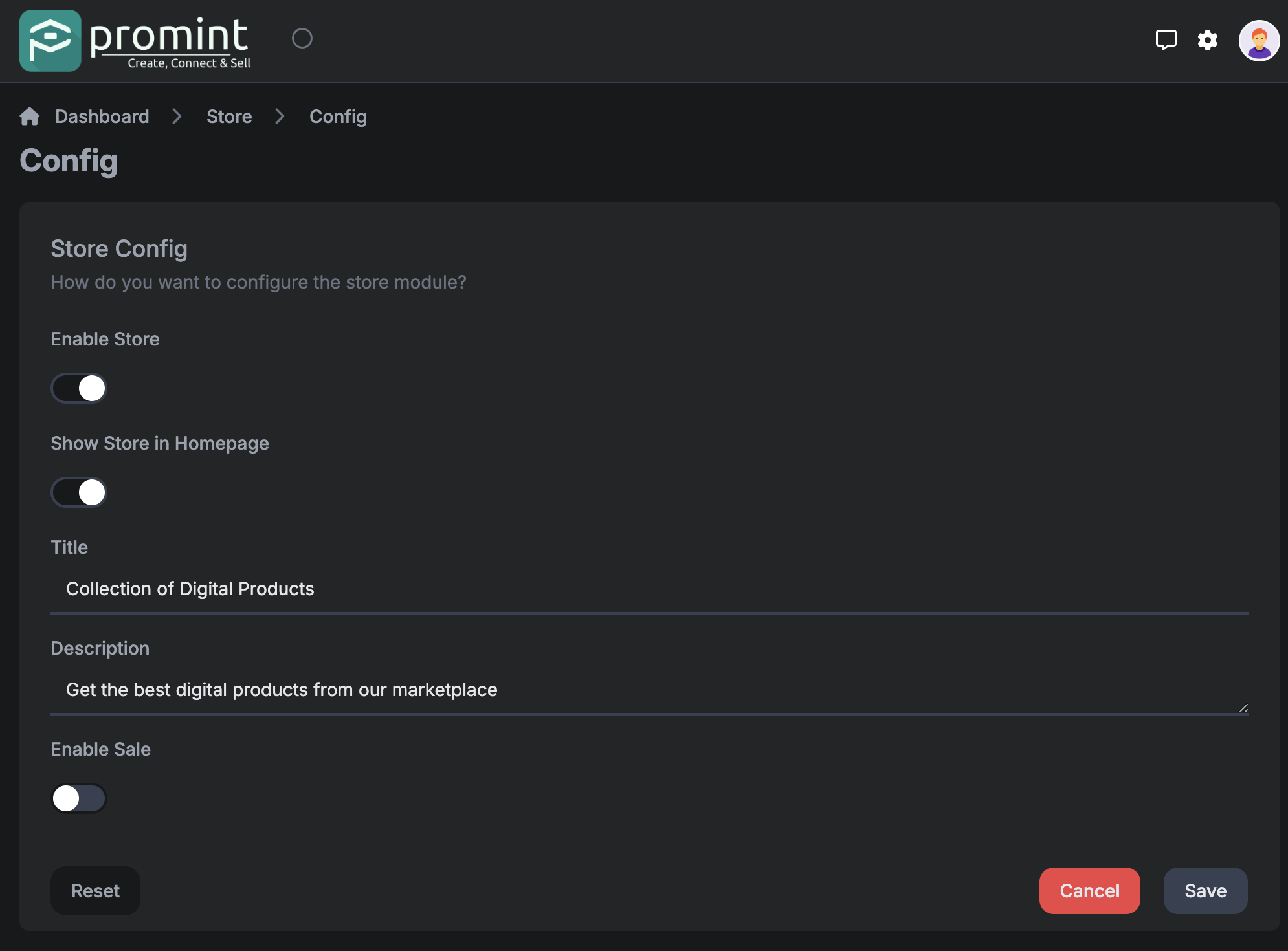 Promint Store Config