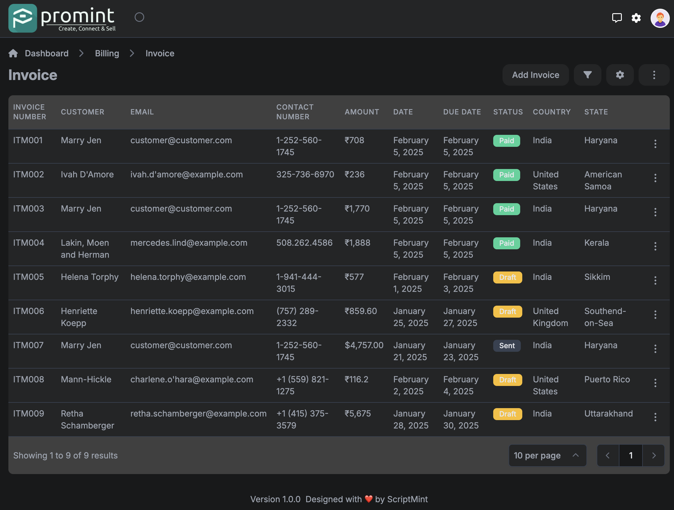 Promint Invoice