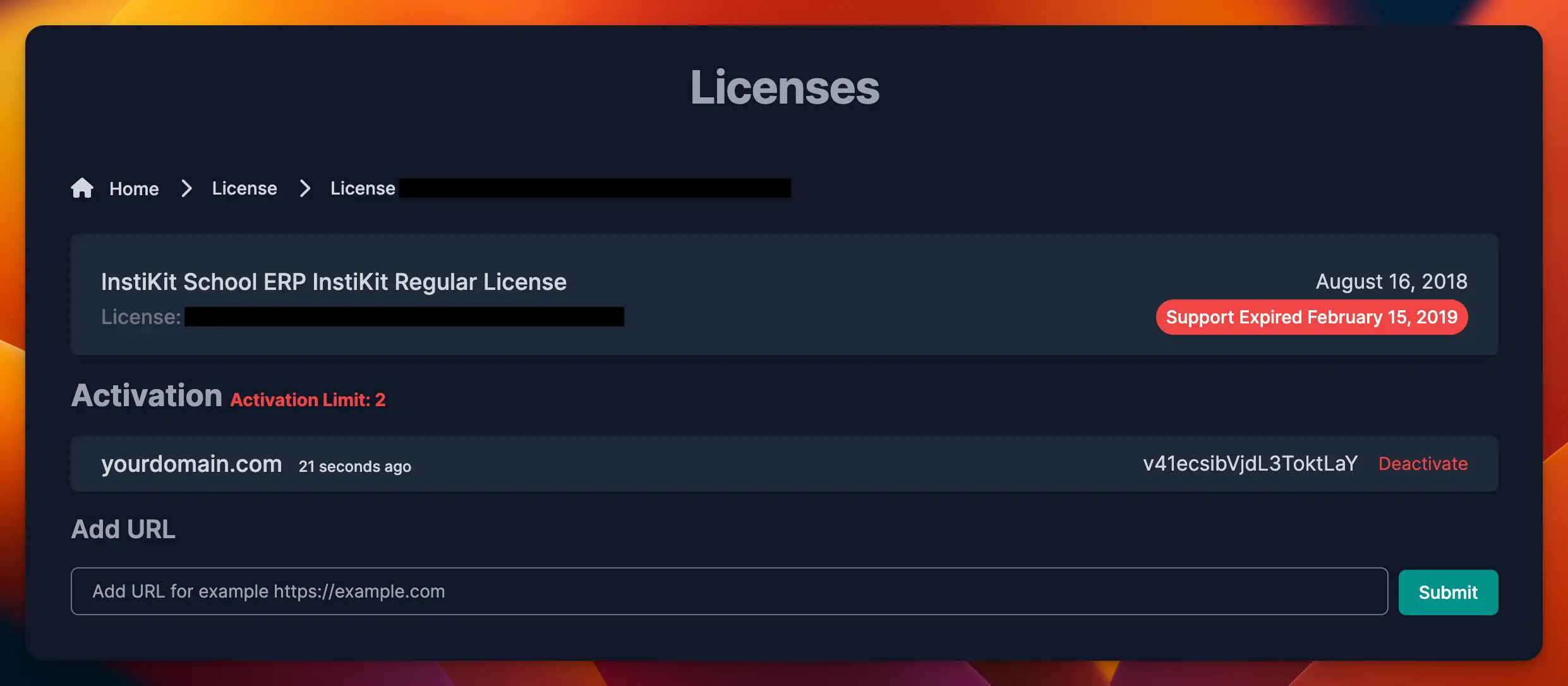 ScriptMint License Add URL